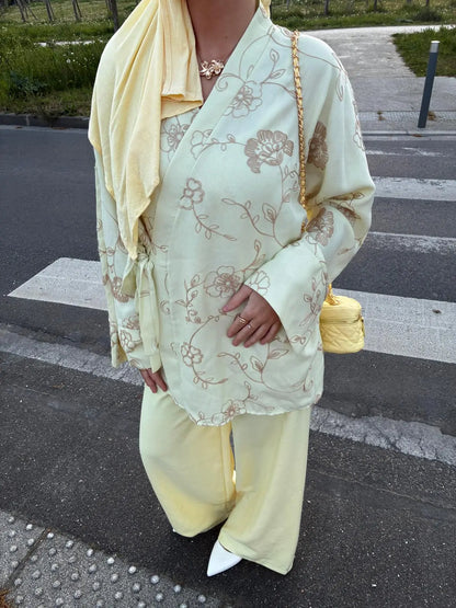 Ensemble chic - Haut cache-cœur et pantalon taille haute Maison Paris